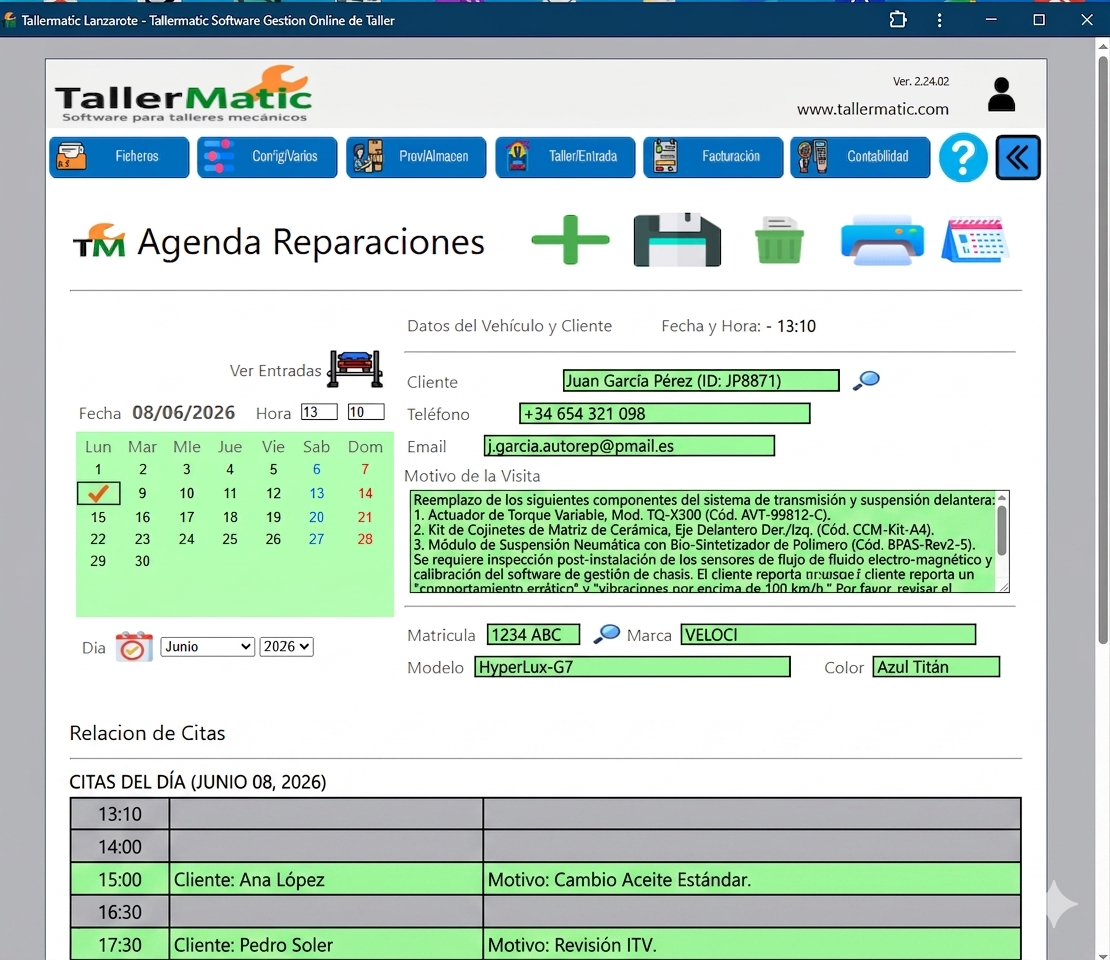 Organiza la agenda
diaria de tu taller
